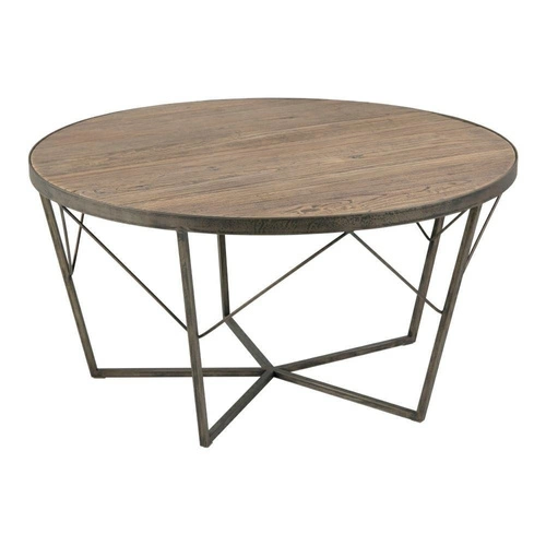 Kulatý černý dřevěný konferenční stolek s kovovou podnoží moderní do obýváku Actona