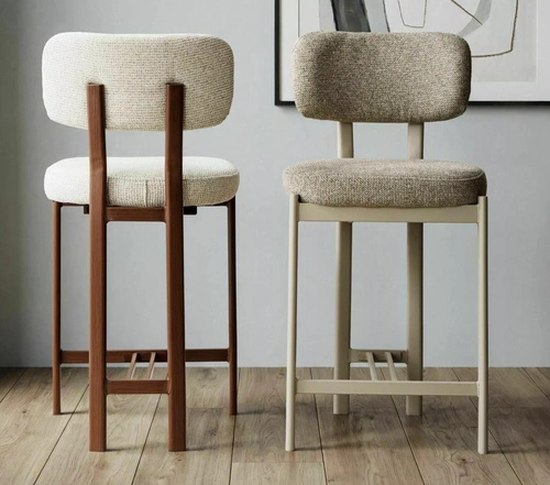 Barová židle Montico béžová s opěrkou do kuchyně čalouněná moderní