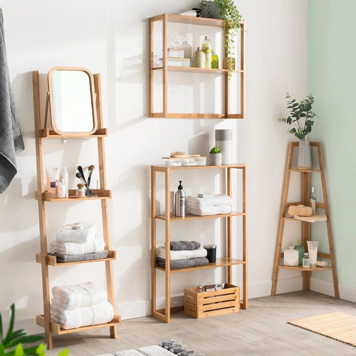 Bambusový rohový regál 3 police 5five simply smart skandinávský do obýváku na knihy