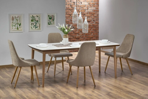 Rozkládací jídelní stůl Terra bílý mat dub moderní loft 90-190x80 cm Intesi