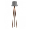 Stojací lampa CURACAO šedá s moderním dřevěným stínidlem do obývacího pokoje Lysne 158 cm
