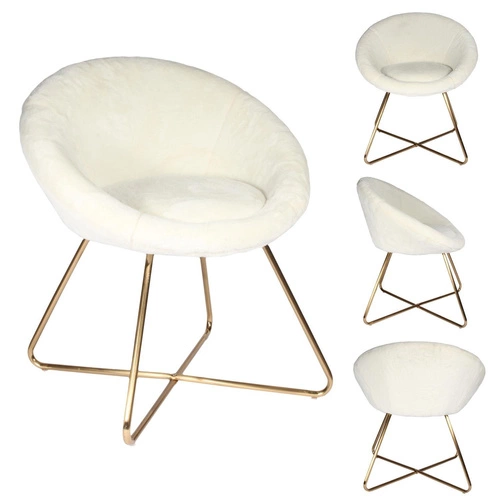 Moderní béžové křeslo Karl Velvet Furry z buklé na lyžinách do obývacího pokoje