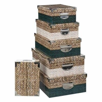 Sada 6 krabic přírodní/zelená