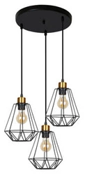 Primo závěsná lampa deska černá+zlatá 3x60W E27 stínidlo černé