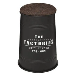 Taburet Joao Atmosphera kulatý černý s hnědým sedákem loftový do obýváku 47 cm