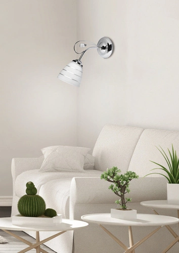 Nástěnné svítidlo Simpli 1*40W E27 chrom s křišťálem + pruhované stínidlo