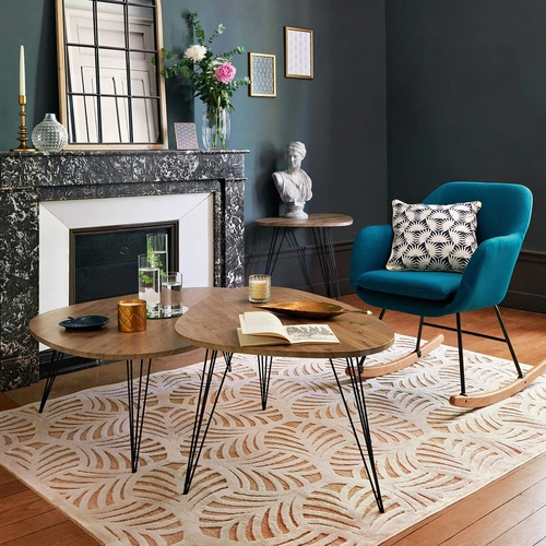 Oválný konferenční stolek Neile Atmosphera moderní dřevěný na kovových nohách do obýváku