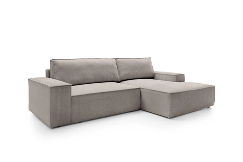 Rohová rozkládací pohovka pravá Molde M do obýváku béžová s úložným prostorem z manšestru