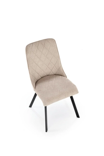 Čalouněná jídelní židle Fenri béžová, moderní, pro jídelnu a obývák, prošívaná, na černých nohách