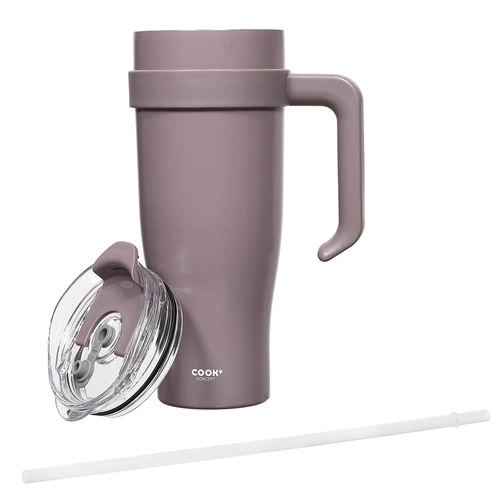 Termo hrnek Miami Intesi 1,2 l fialový s uchem a brčkem na kávu s sebou