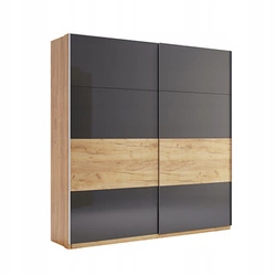 Posuvná skříň Matle 200 cm dub šedý moderní s policemi do ložnice a šatny