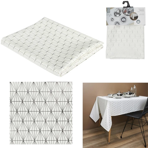 Bílý obdélníkový ubrus Geometric Dore 140x250 cm moderní do jídelny Intesi