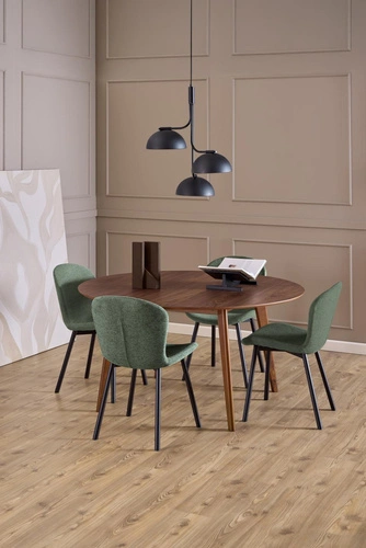 Židle Esra zelená čalouněná jídelní na černých kovových nohách