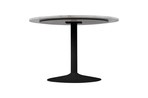 Jídelní kulatý stůl z bílého mramoru s černou podnoží Actona Tarifa moderní 110 cm