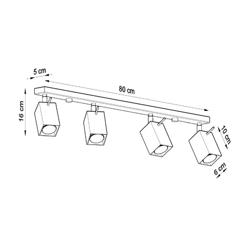 Stropní svítidlo MERIDA šedé 4xGU10 moderní kovové do obýváku a kuchyně Sollux