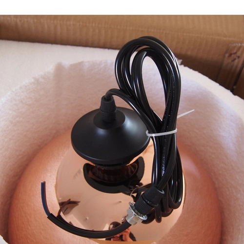 Závěsné svítidlo skleněná koule MIRROR GLOW měděná 30 cm do obýváku a jídelny