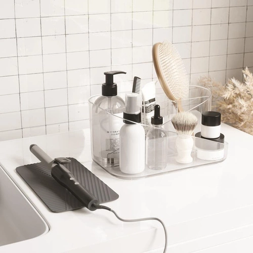 Umbra Glam II transparentní organizér na kosmetiku do zásuvky, moderní s přihrádkami 27 cm