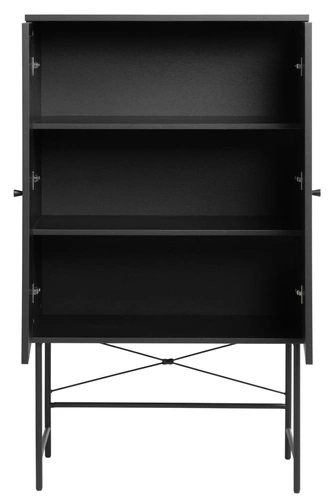 Vysoká komoda Pensacola černá ratanová na nožkách do obývacího pokoje