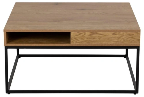 Konferenční stolek Willford čtvercový loft dub a černá do obývacího pokoje