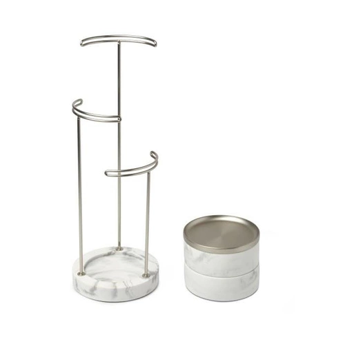 Dvoupodlažní organizér na šperky do zásuvky Umbra Tesora chromově bílý 13x13 cm