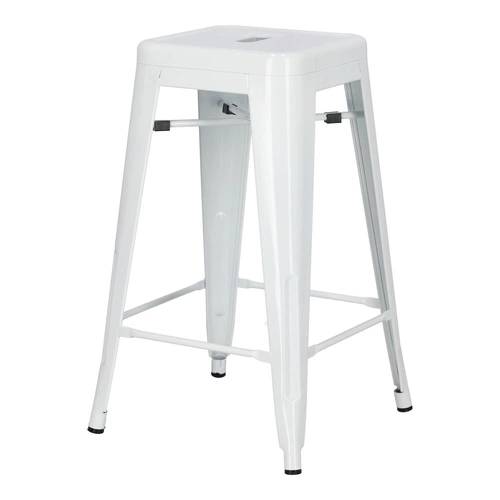 Kovová barová stolička Paris 66 cm bílá bez opěrky industriální k kuchyňskému ostrůvku D2.DESIGN