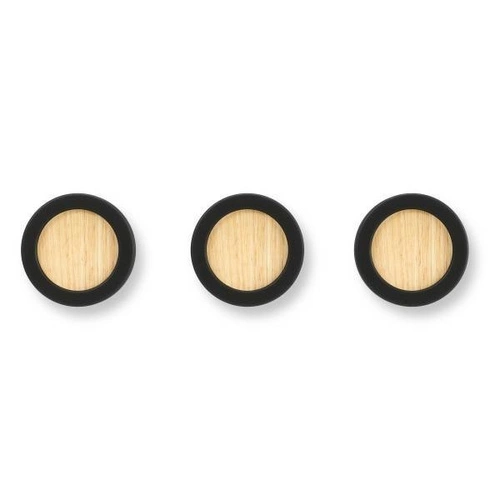 Moderní nástěnný věšák Umbra HUB 3 černý kulatý do předsíně a ložnice