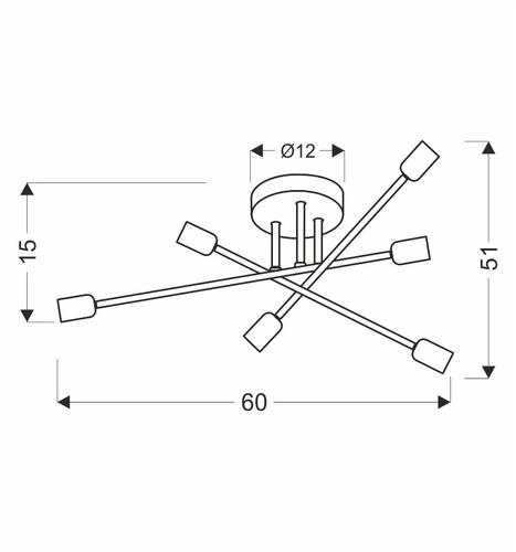 Stropní svítidlo Crespilo černé kovové 6bodové do obýváku a jídelny moderní
