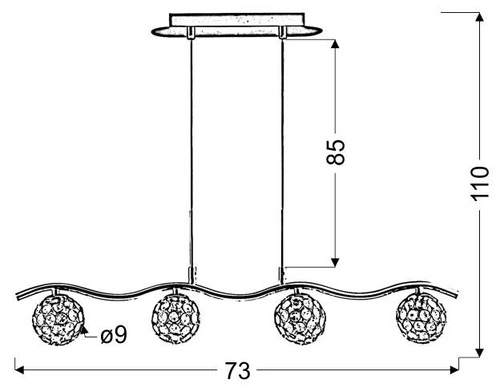 Závěsná lampa Starlet 4x40W G9 chrom/průhledná
