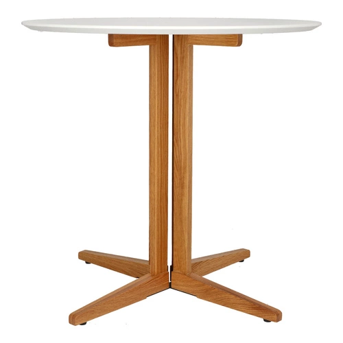 Kulatý jídelní stůl Mauro 80 cm bílá deska přírodní dub moderní do jídelny a obýváku