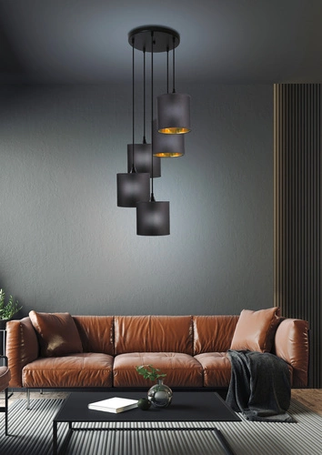 Závěsná lampa s dlouhou deskou 5x40W E14 černá
