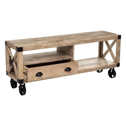 Dřevěný TV stolek Silas 140 cm moderní rustikální mango do obýváku Atmosphera
