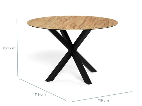 Jídelní kulatý stůl Heaven 119 cm moderní divoký dub/černá