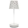 Bílá noční lampička Intesi s děrovanými hvězdami, nabíjecí, moderní do ložnice