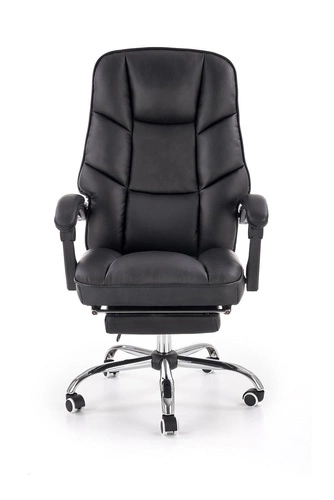 Ergonomická kancelářská židle Nalvi černá s podnožkou kožená otočná do kanceláře