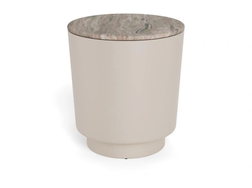 Konferenční stolek Cangas kulatý 45 cm šedý mramor moderní do obýváku