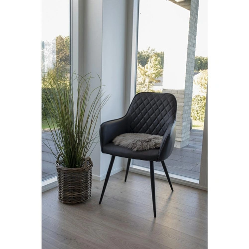 Kulatý polštář na židli z jehněčí kožešiny House Nordic šedý 35 cm