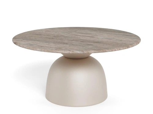 Konferenční stolek Ferrol kulatý mramorový 80 cm šedý moderní do obýváku