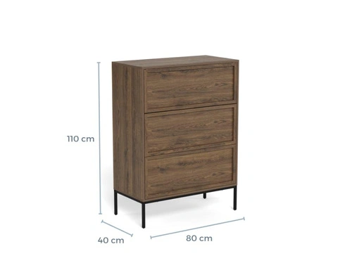 Komoda Palmdale kouřový dub se zásuvkami na nožičkách do obývacího pokoje