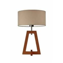 Noční lampa Clio béžová s glamour stínidlem, dřevěná mahagonová do ložnice LYSNE 47 cm