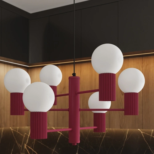 Moderní lustr HALO 6 vínový stropní svítidlo do obýváku a jídelny 64 cm