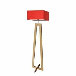 Podlahová lampa Jawa stínidlo červené stojan dub