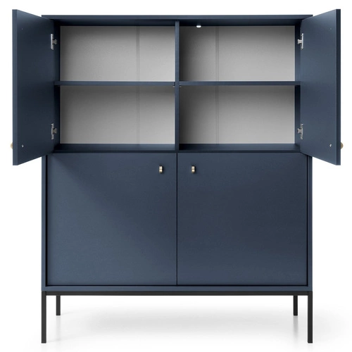 Vysoká komoda Evora v tmavě modré na nožkách moderní do obýváku a ložnice Intesi 104 cm