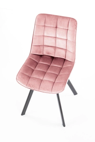 Čalouněná sametová židle Ohio růžová do jídelny a obýváku moderní s černými nohami