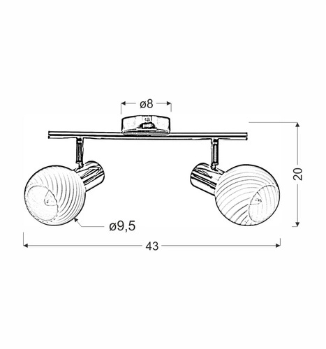Moderní stropní svítidlo Turno 2bodové skleněné chrom do obýváku a kuchyně