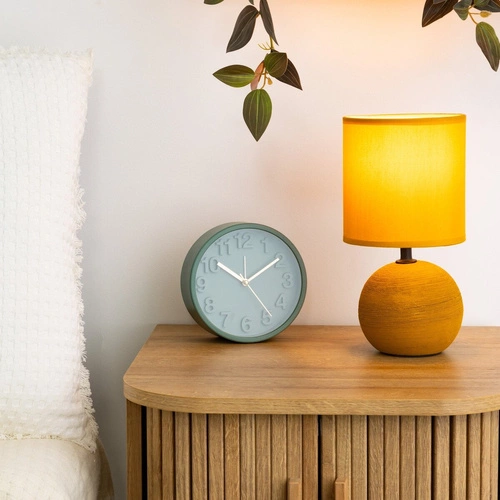 Noční lampička Timeo moderní žlutá keramická s textilním stínidlem do ložnice Atmosphera 24,5 cm