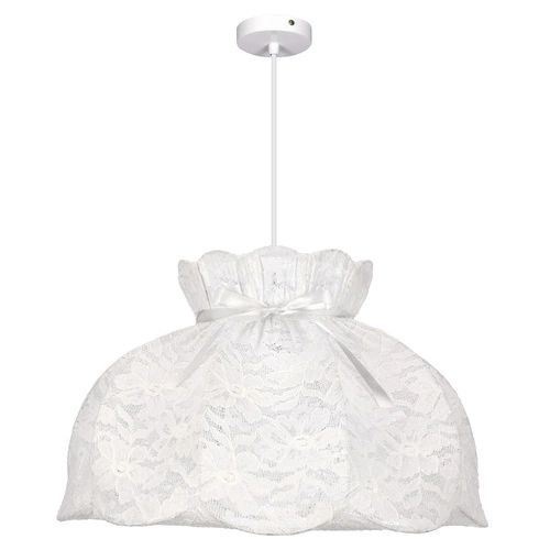 Moderní bílý závěsný lustr ROSSINI z textilu do obýváku a ložnice 52 cm