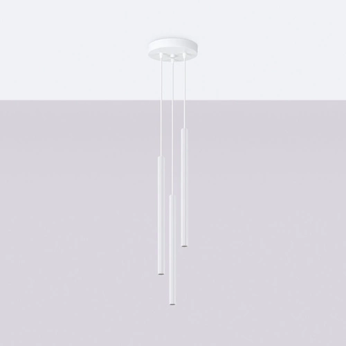 Moderní bílý závěsný lustr ARCHE 3P nastavitelný do obýváku a nad stůl 3-bodový