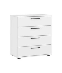 Bílá komoda Harald se 4 zásuvkami moderní komoda do obýváku a ložnice Intesi 77 cm