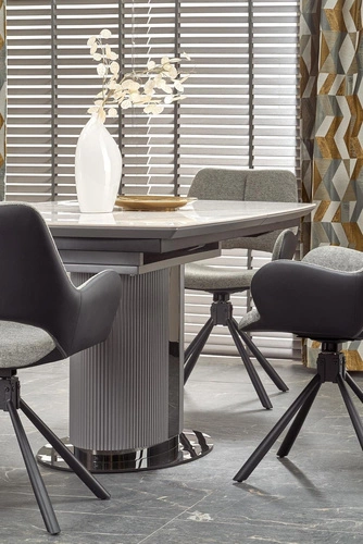 Rozkládací jídelní stůl Dallas bílý mramor moderní keramická deska 160–220 cm