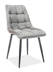 Čalouněná židle Plaid Velvet Intesi šedá sametová do jídelny a obývacího pokoje ve stylu glamour